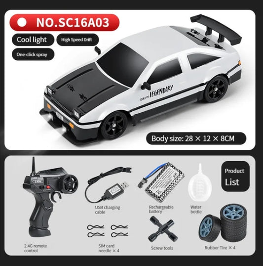 AE86 1: 16 Racing Drift CAR with Remote Control Toys RC Car Drift High-Speed Race Spray 4WD 2.4G Electric Sports Vehicle Gifts